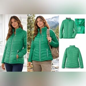Cutter Buck Spark Quilted Puffer Jacket Kelly Green Weather Water Resistant Coat